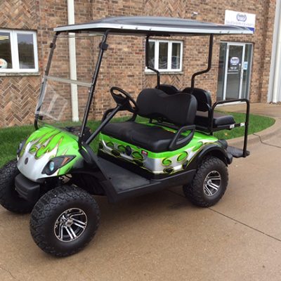 Custom Green and Silver Golf Car