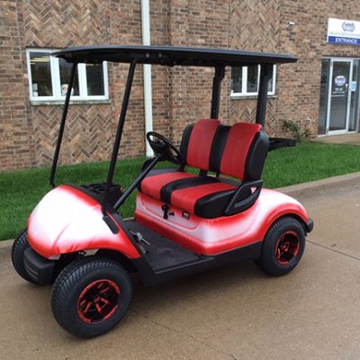 Custom White and Red Golf Car