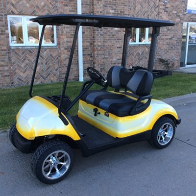 Custom White and Yellow Golf Car