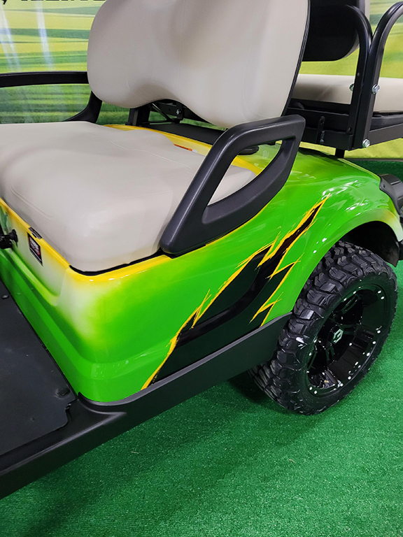 Custom Black, Green and Yellow 4-Passenger Golf Car - Image 3