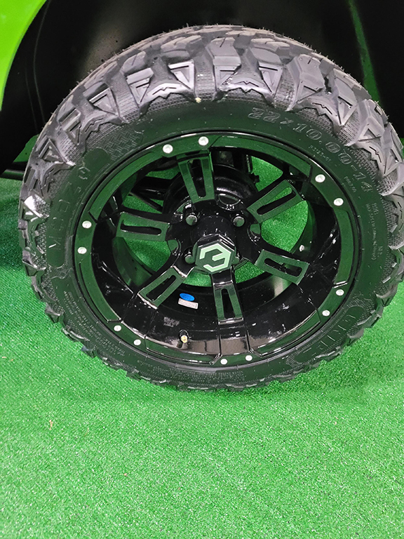 Custom Black, Green and Yellow 4-Passenger Golf Car - Image 5