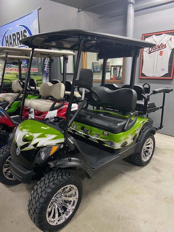 Custom Green and Gray Tribal 4-Passenger Golf Car - Image 2