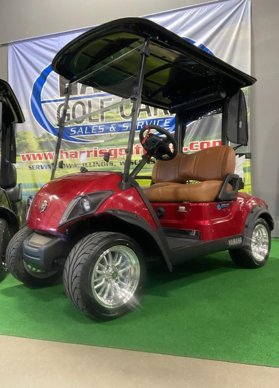 Custom "Twin" Yamaha AC PTV Li Jasper Red and Onyx Black Golf Cars - Image 2