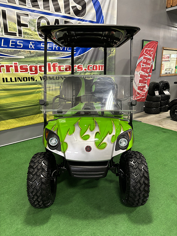 Custom Black and Green Tribal 4-Passenger Golf Car - Image 2