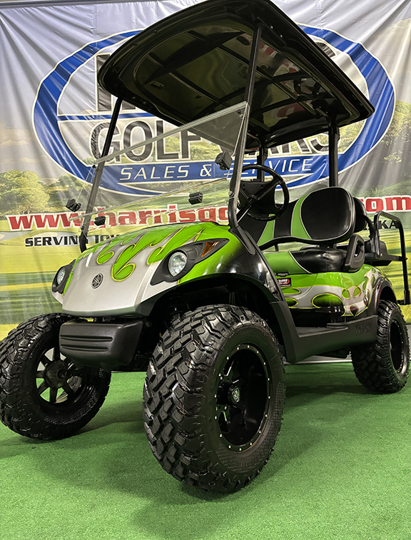 Custom Black and Green Tribal 4-Passenger Golf Car - Image 3